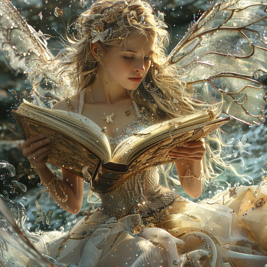 A beautiful fairy reading a fantasy book. Fantasy Books by AJ Park